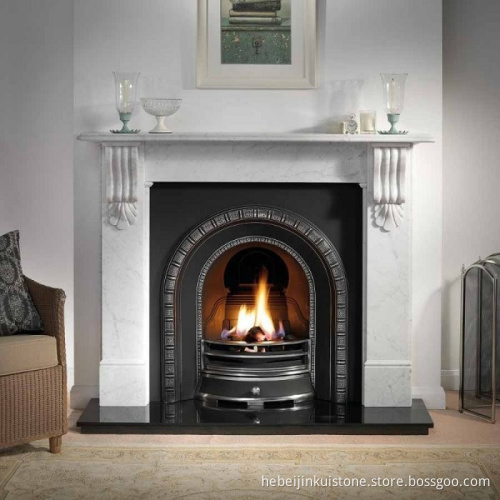 JK China Manufacture Hand Carved White Electric Marble Fireplace